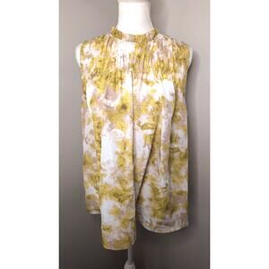 Joie Sleeveless Blouse XL Yellow Floral Flowy Lightweight Top